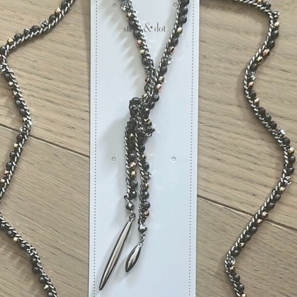 Stella & Dot Silver, Gold, Black, and Grey Lariat Necklace - NWOT. - Picture 4 of 8